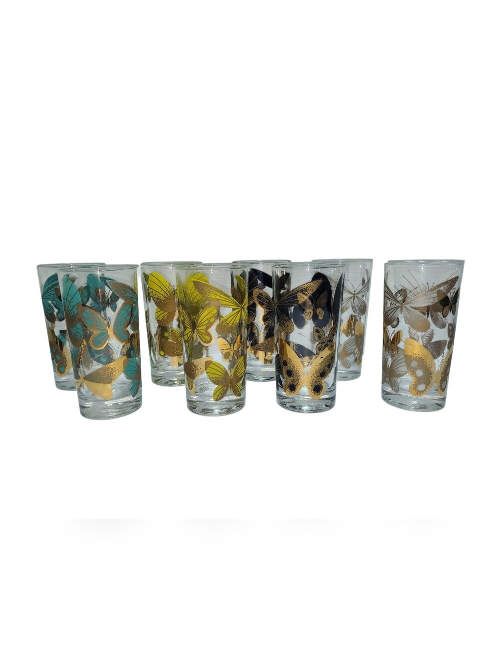 MCM Fred Press 22-Karat Gold Gilt Butterfly Glasses (SET OF 8)